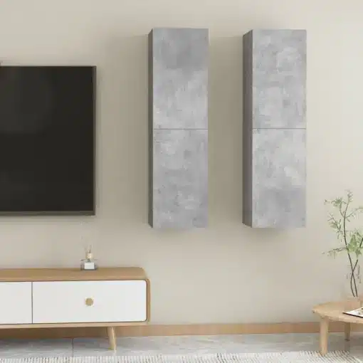 Meuble Mural Suspendu Bois Gris