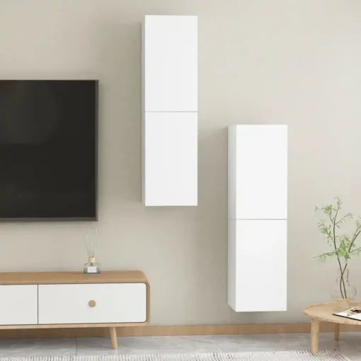Meuble Mural Suspendu pour Salon en Bois Blanc