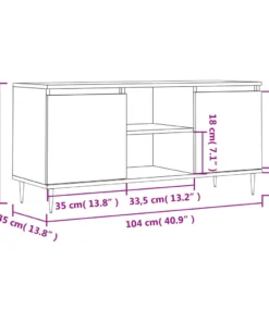 Meuble TV en Bois Gris avec Rangements