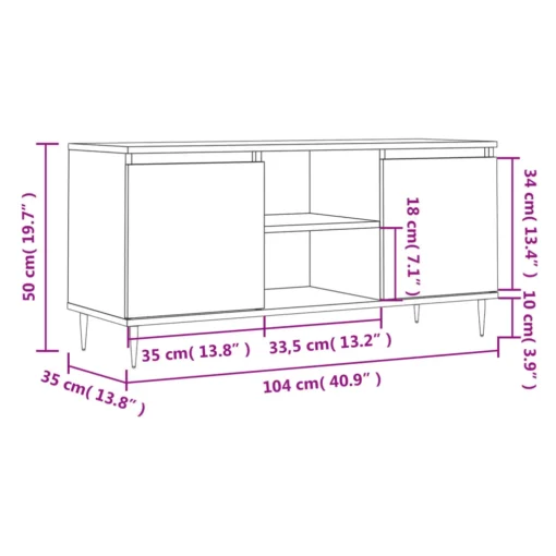 Meuble TV en Bois Gris avec Rangements