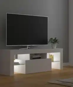 Meuble TV en Bois Blanc avec Lumières LED