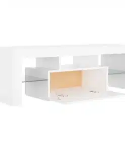 Meuble TV en Bois Blanc avec Lumières LED