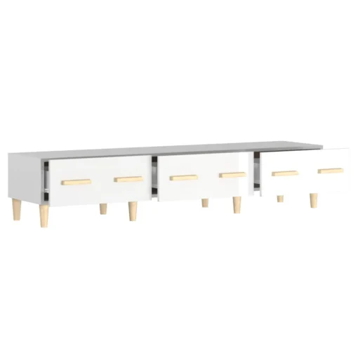Meuble TV en Bois Blanc brillant