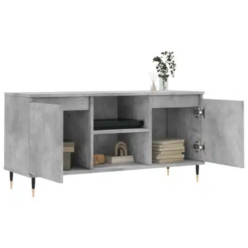 Meuble TV en Bois Gris avec Rangements