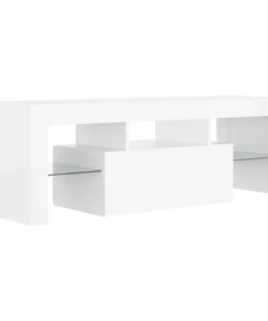 Meuble TV en Bois Blanc avec Lumières LED