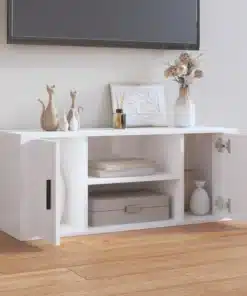 Meuble TV en Bois Blanc Brillant