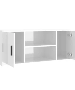 Meuble TV en Bois Blanc Brillant