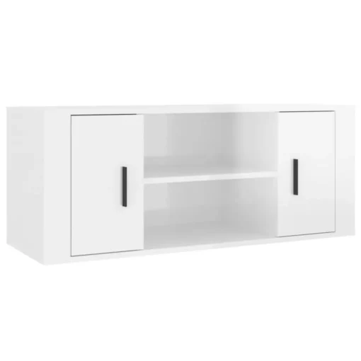 Meuble TV en Bois Blanc Brillant