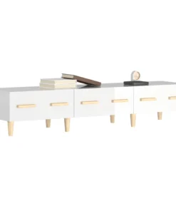 Meuble TV en Bois Blanc brillant