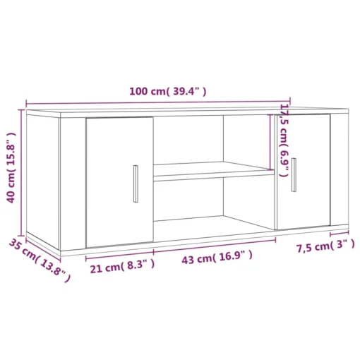 Meuble TV en Bois Blanc Brillant