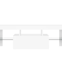 Meuble TV en Bois Blanc avec Lumières LED