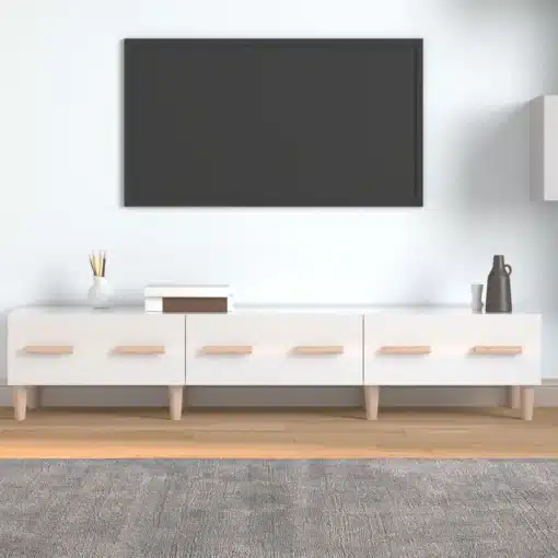 Meuble TV en Bois Blanc brillant
